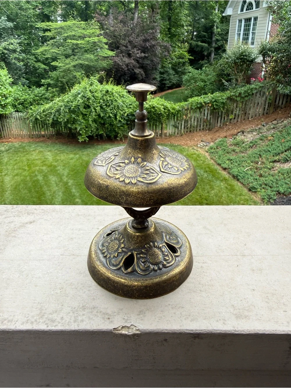 Antique-Style Brass Sunflower FRONT DESK BELL Made in ITALY